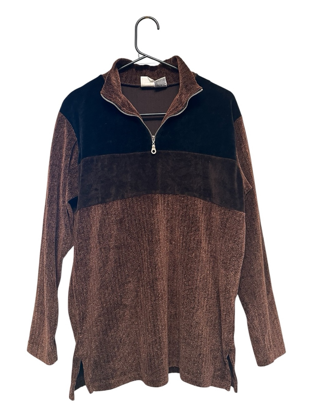 Vintage 90’s/Y2K Jason Maxwell Brown & Black Quarter-Zip Turtleneck Sweater M - Picture 1 of 4